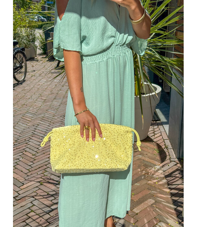GUUS Jurk bare shoulder dress aqua marine