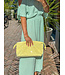 GUUS Jurk bare shoulder dress aqua marine