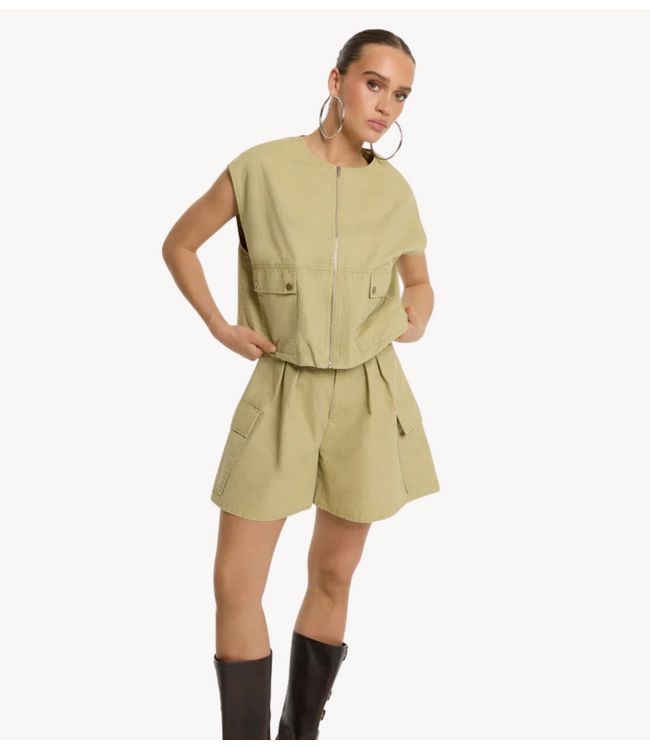 Refined Department Giletladies woven sleeveless cargo gilet NOA sand