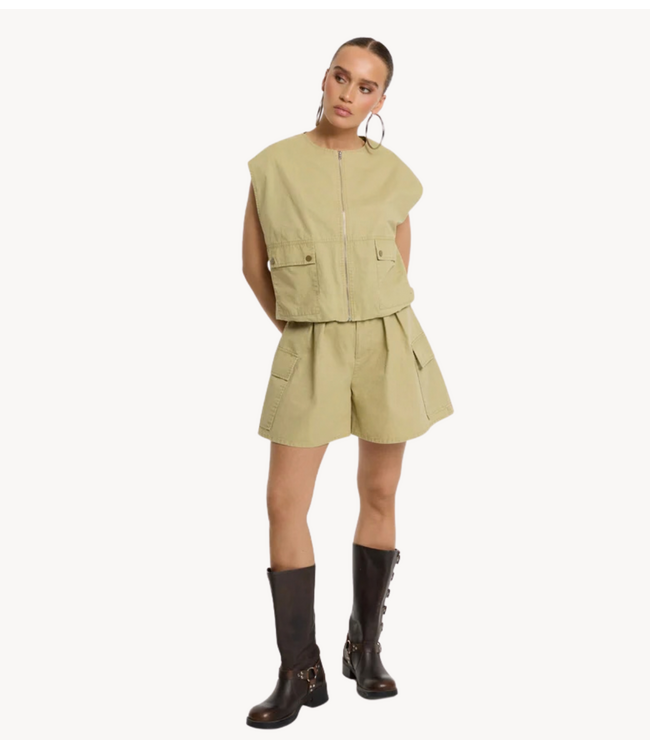 Refined Department Giletladies woven sleeveless cargo gilet NOA sand