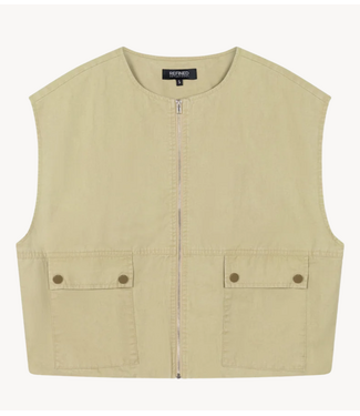 Refined Department Giletladies woven sleeveless cargo gilet NOA sand