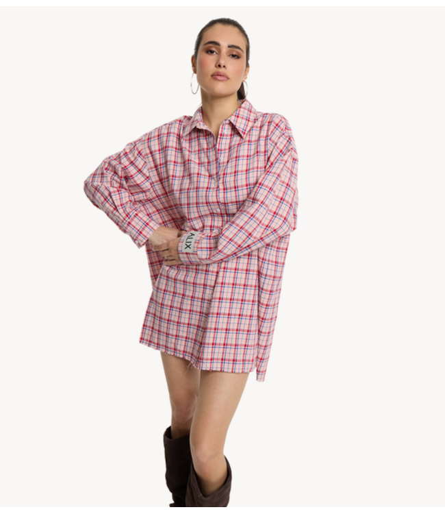 Alix The Label Jurk ladies woven damaged check dress MULTI COLOUR