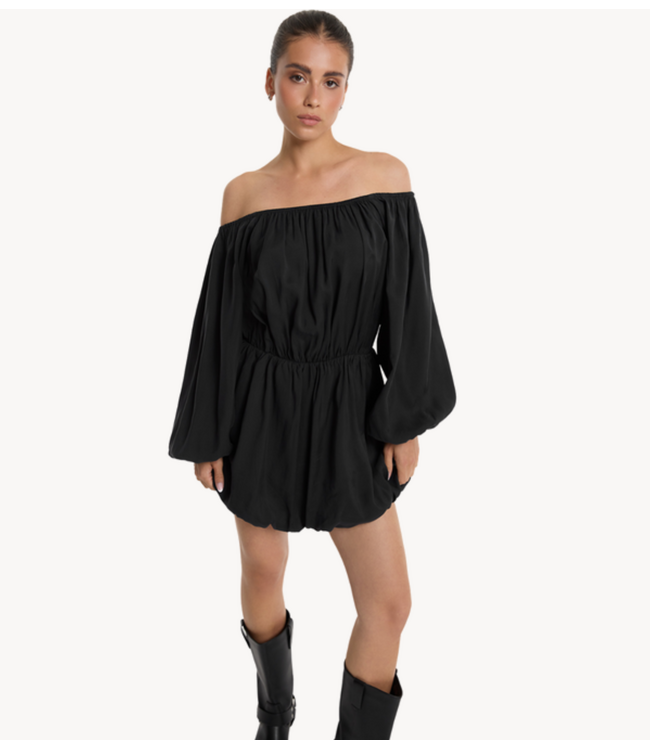Alix The Label Jurk ladies woven modal balloon dress BLACK