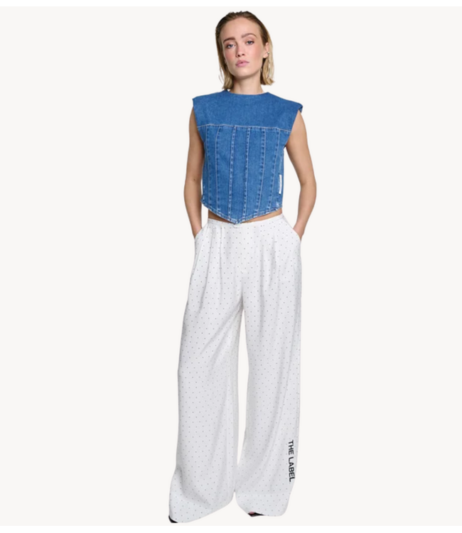 Alix The Label Broek ladies woven barrel polkadot pants CREAM