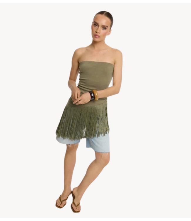 Refined Department Top ladies knitted strapless assymetric top FIE army