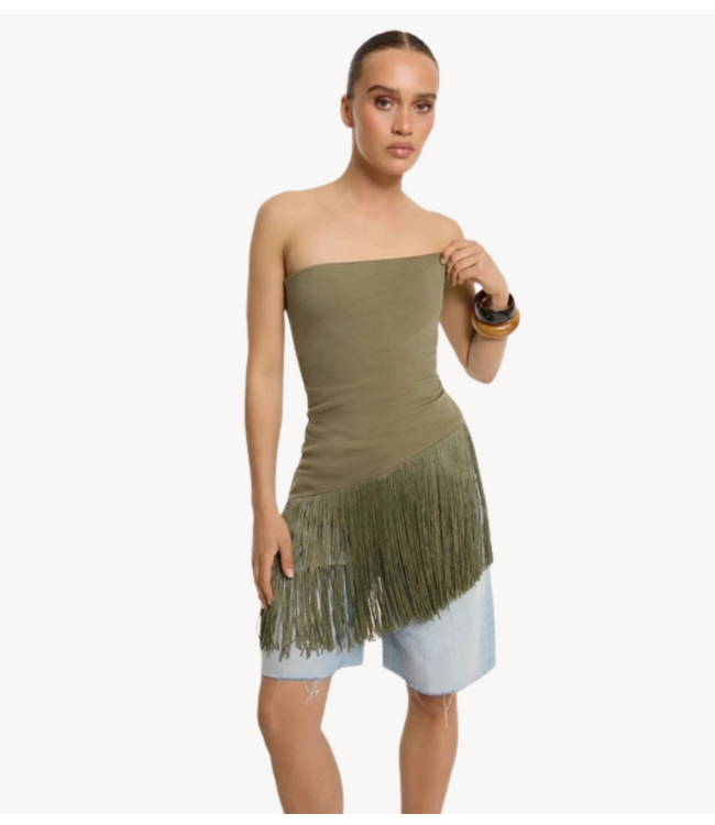 Refined Department Top ladies knitted strapless assymetric top FIE army