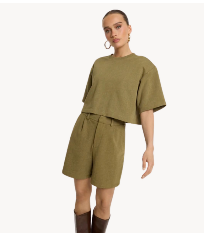 Refined Department Top ladies knitted oversized cropped shirt ANGIE army