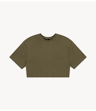 Refined Department Top ladies knitted oversized cropped shirt ANGIE army
