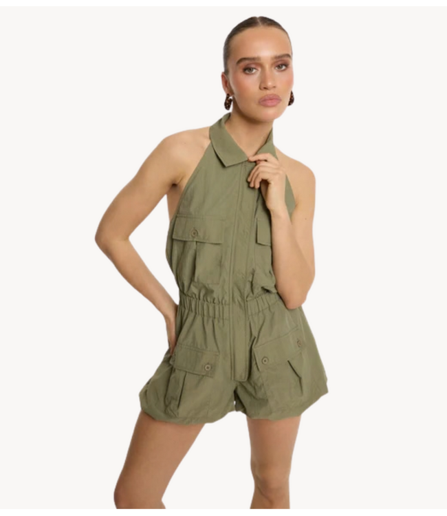 Refined Department Jumpsuit ladies woven short halter jumpsuit REMI army