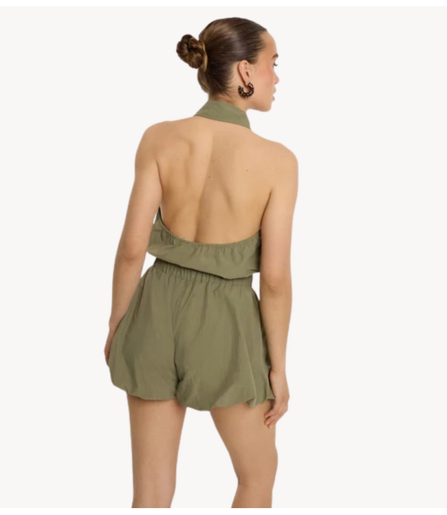 Refined Department Jumpsuit ladies woven short halter jumpsuit REMI army