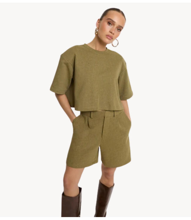 Refined Department Broek ladies knitted relaxed shorts PUMA army