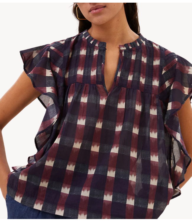 BY-BAR Blouse Danee ikat blouse wine ikat print