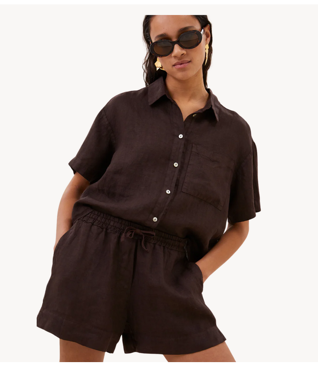 BY-BAR Blouse mara linen blouse espresso