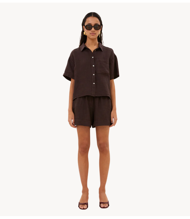 BY-BAR Blouse mara linen blouse espresso