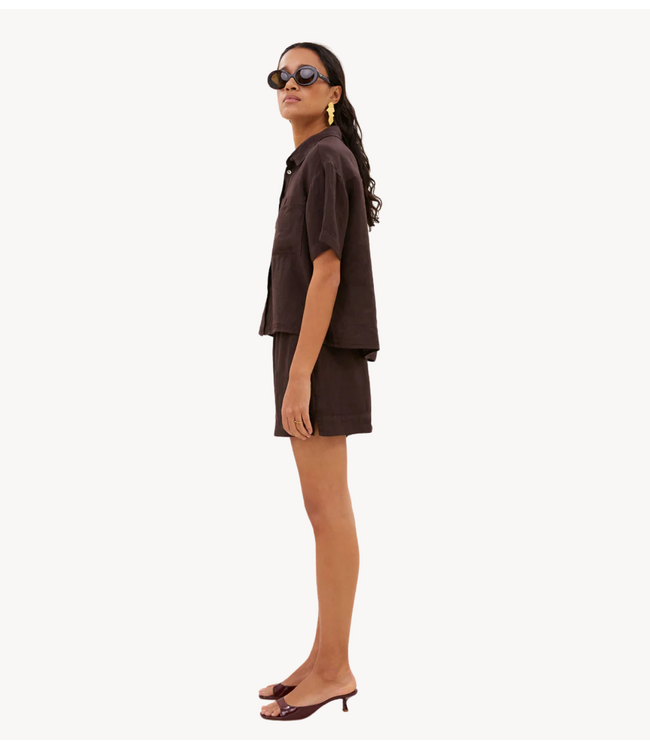 BY-BAR Blouse mara linen blouse espresso
