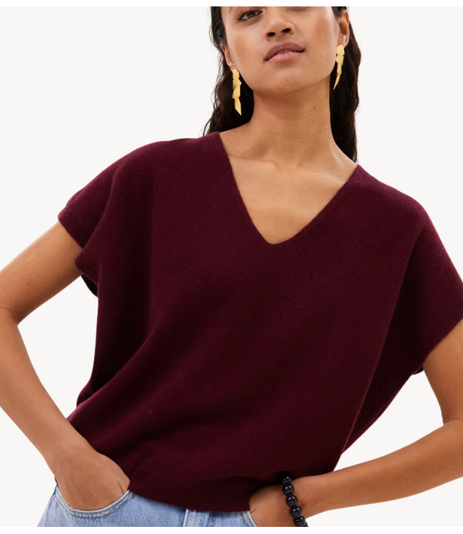 BY-BAR Trui sil v-neck pullover wine