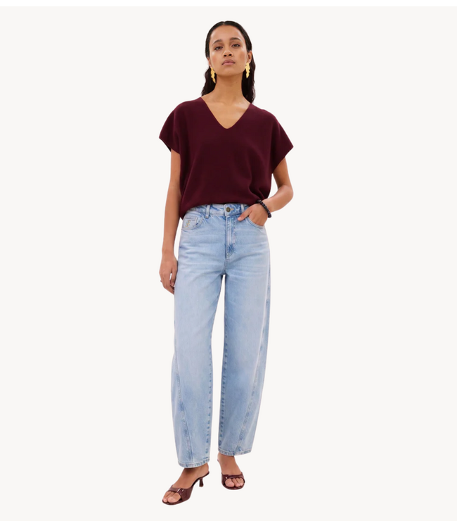 BY-BAR Trui sil v-neck pullover wine