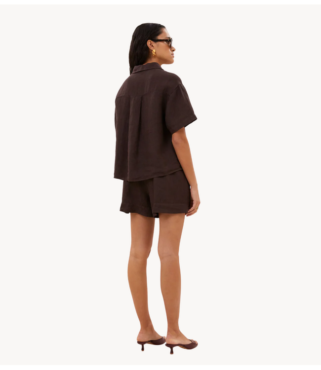 BY-BAR Broek lio linen shorts espresso