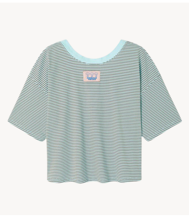 American Vintage T-shirt GIXY RAYURES CIEL
