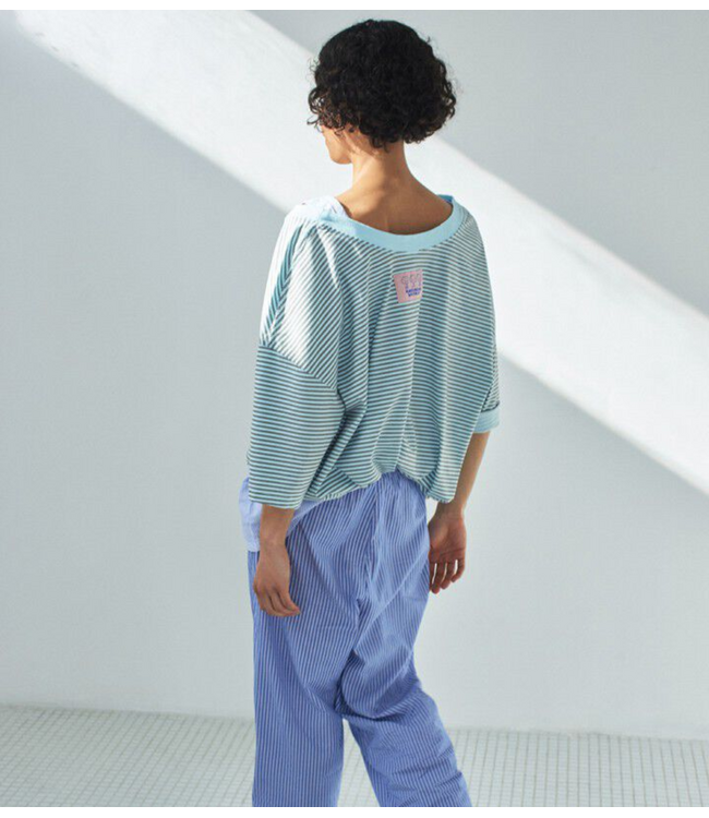 American Vintage T-shirt GIXY RAYURES CIEL