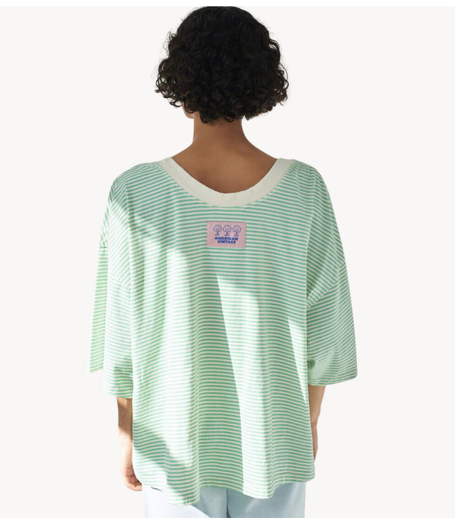 American Vintage T-Shirt GIXY RAYURES ABSINTHE