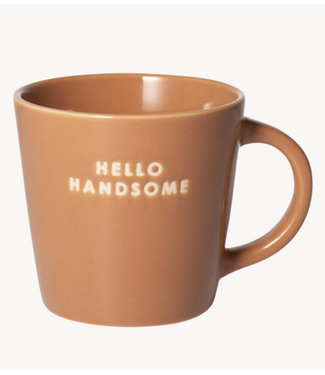 Vondels Mok Cappuccino cup ceramic HELLO HANDSOME terracotta 250ml terracotta