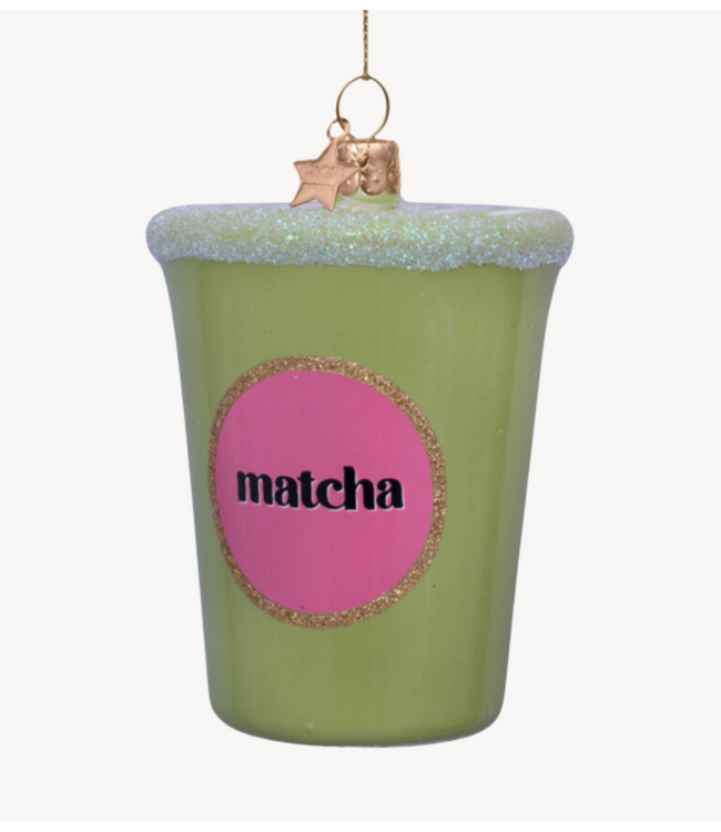 Vondels Ornament glass Matcha tea latte  H8cm