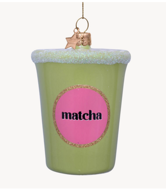 Vondels Ornament glass Matcha tea latte  H8cm