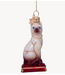 Vondels Ornament glass siamese cat w/red cushion