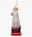 Vondels Ornament glass siamese cat w/red cushion