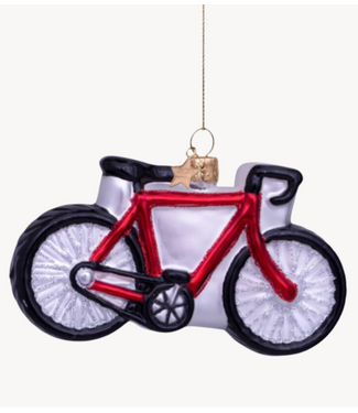 Vondels Ornament glass red racing bike  H7cm