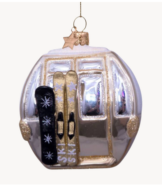 Vondels Ornament glass beige ski  gondela H8cm