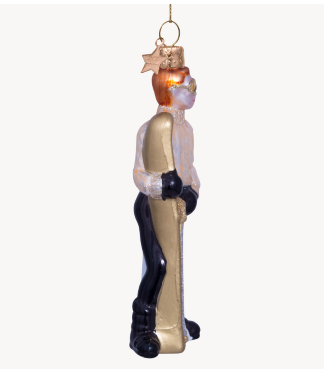 Vondels Ornament glass champagne ski boy H12.5cm