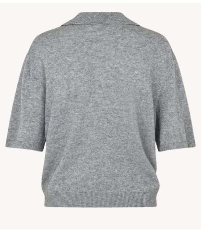 Second Female T-shirt  Longo SS Knit Collar Mid Grey Melange