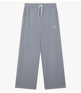 Alix The Label Broek ladies knitted scuba wide leg pants light grey
