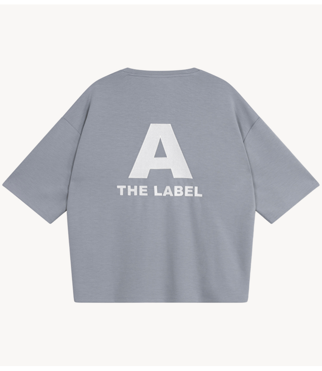 Alix The Label Top ladies knitted scuba V-neck top light grey