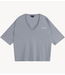 Alix The Label Top ladies knitted scuba V-neck top light grey