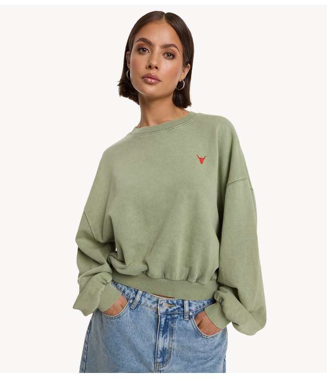 Alix The Label Trui ladies knitted oversized sweater light army
