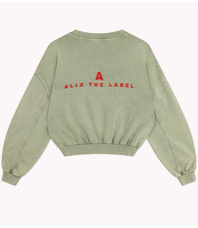 Alix The Label Trui ladies knitted oversized sweater light army