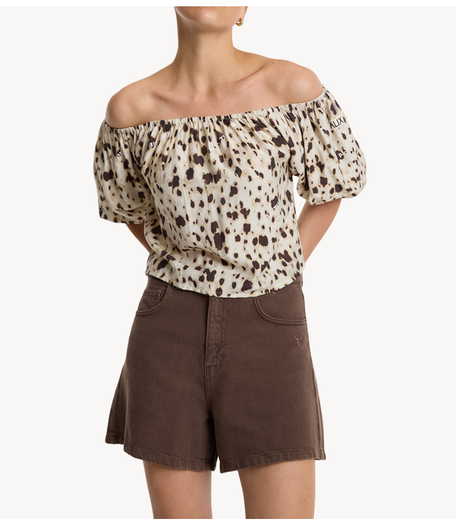 Alix The Label Broek ladies woven heavy twill shorts BROWN