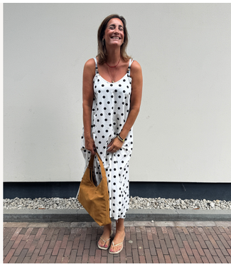 GUUS Fashion Jurk strap  pearl dot white