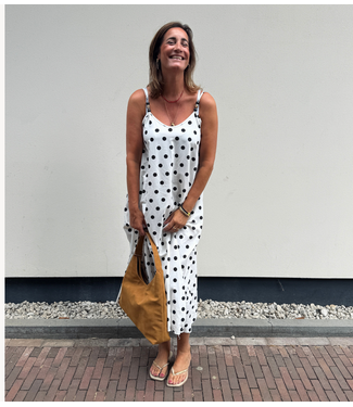 GUUS Jurk strap  pearl dot white