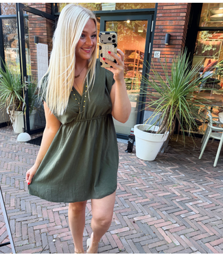 GUUS Jurk wrap dress short kaki