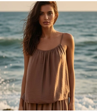 GUUS Top breezy silk spaghetti caramel