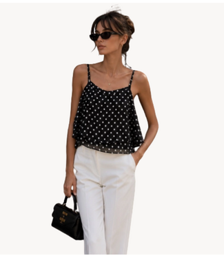 GUUS Fashion Top flowing ruffle dot black
