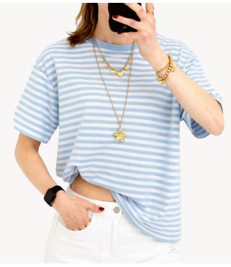 GUUS Fashion T-shirt striped Sky Blue