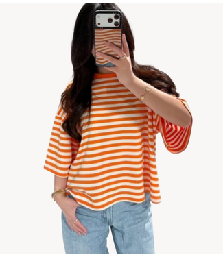 GUUS T-shirt striped Orange