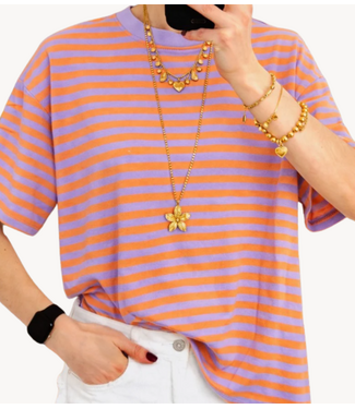 GUUS T-shirt striped Lilac