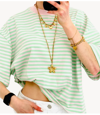 GUUS T-shirt striped Light Green