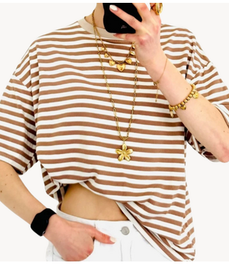 GUUS T-shirt striped Champagne